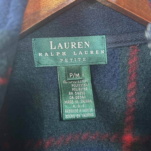 Vintage 90's Ralph Lauren Plaid Full Zip Fleece Unisex Jacket Petite M - Picture 11 of 14